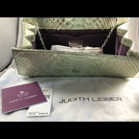 Judith Leiber Luiza Python Mother of Pearl Clutch - Picture 5 of 8